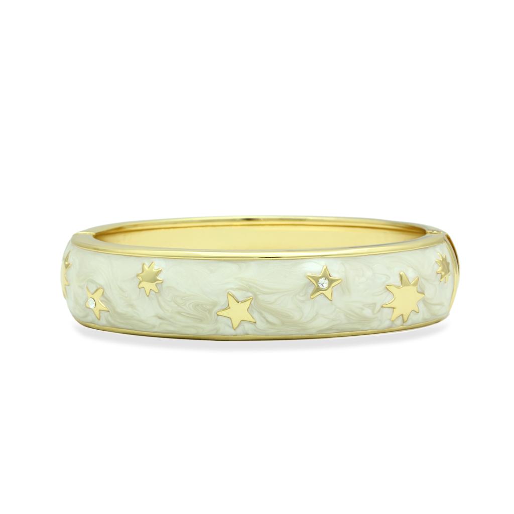 MALO2146 - Flash Gold White Metal Bangle with Top Grade Crystal  in Clear