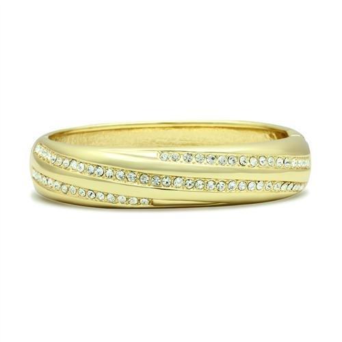 MALO2150 - Flash Gold White Metal Bangle with Top Grade Crystal  in Clear