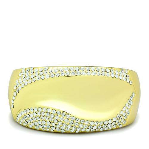 MALO2155 - Flash Gold White Metal Bangle with Top Grade Crystal  in Clear