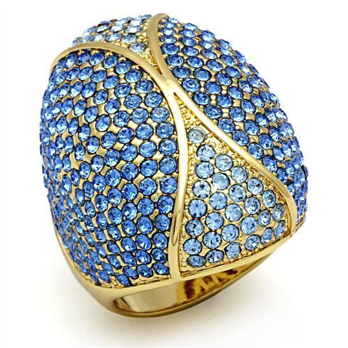 MALO2188 - Flash Gold Brass Ring with Top Grade Crystal  in Multi Color