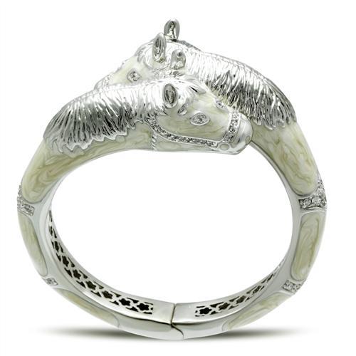 MALO2266 - Rhodium Brass Bangle with AAA Grade CZ  in Clear