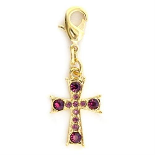 MALO231 - Gold Brass Pendant with Top Grade Crystal  in Amethyst