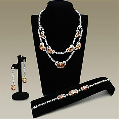 MALO2326 - Rhodium Brass Jewelry Sets with AAA Grade CZ  in Champagne