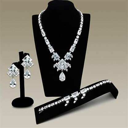 MALO2353 - Rhodium Brass Jewelry Sets with AAA Grade CZ  in Clear