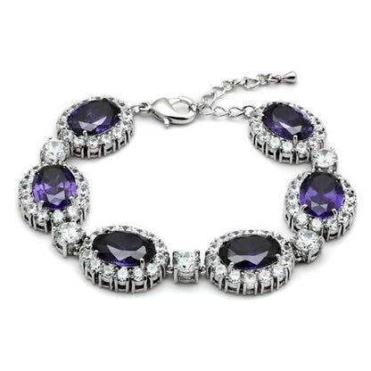 MALO2359 - Rhodium Brass Bracelet with AAA Grade CZ  in Amethyst