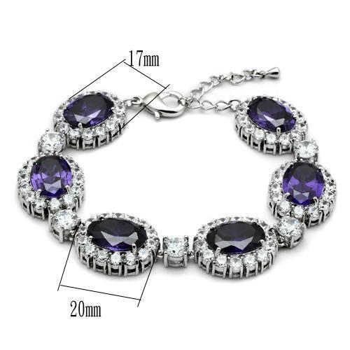 MALO2359 - Rhodium Brass Bracelet with AAA Grade CZ  in Amethyst