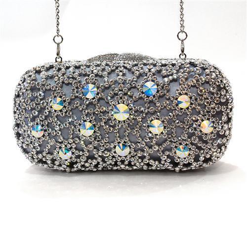 MALO2364 - Imitation Rhodium White Metal Clutch with Top Grade Crystal  in White