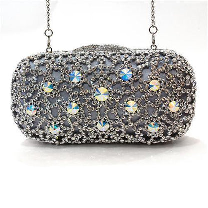 MALO2364 - Imitation Rhodium White Metal Clutch with Top Grade Crystal  in White