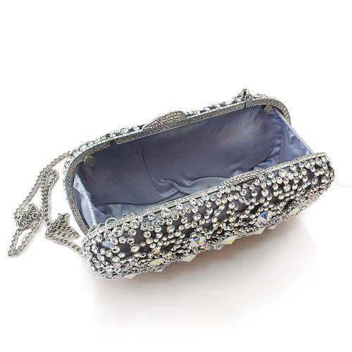 MALO2364 - Imitation Rhodium White Metal Clutch with Top Grade Crystal  in White