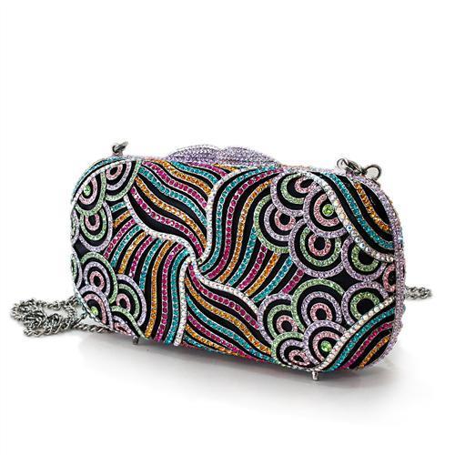 MALO2365 - Imitation Rhodium White Metal Clutch with Top Grade Crystal  in Multi Color