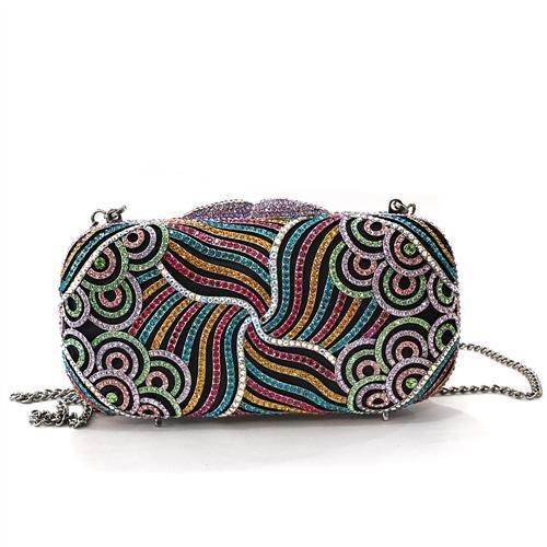 MALO2365 - Imitation Rhodium White Metal Clutch with Top Grade Crystal  in Multi Color