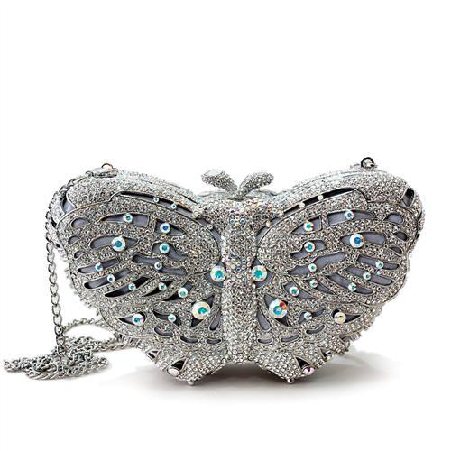 MALO2366 - Imitation Rhodium White Metal Clutch with Top Grade Crystal  in White