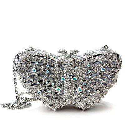 MALO2366 - Imitation Rhodium White Metal Clutch with Top Grade Crystal  in White