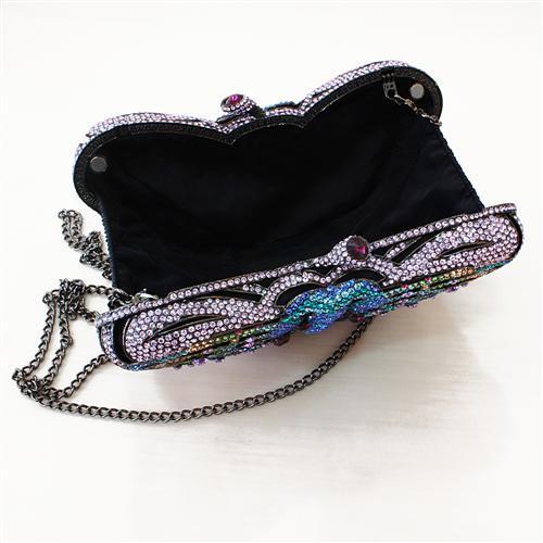 MALO2367 - Ruthenium White Metal Clutch with Top Grade Crystal  in Multi Color