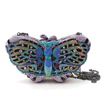 MALO2367 - Ruthenium White Metal Clutch with Top Grade Crystal  in Multi Color