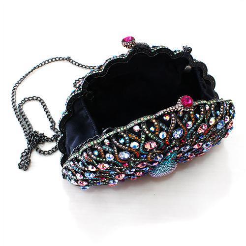 MALO2370 - Ruthenium White Metal Clutch with Top Grade Crystal  in Multi Color
