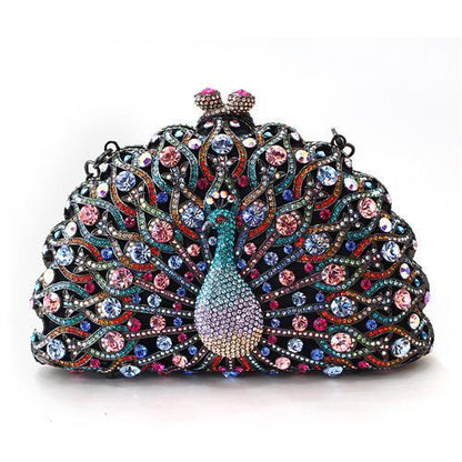 MALO2370 - Ruthenium White Metal Clutch with Top Grade Crystal  in Multi Color