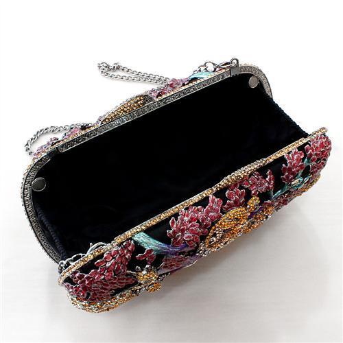 MALO2373 - Gold White Metal Clutch with Top Grade Crystal  in Multi Color