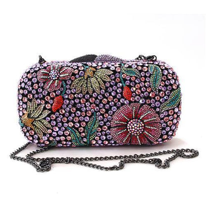 MALO2374 - Ruthenium White Metal Clutch with Top Grade Crystal  in Multi Color