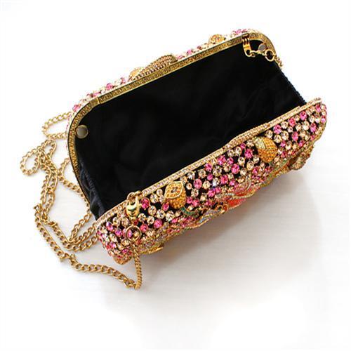 MALO2375 - Ancientry Gold White Metal Clutch with Top Grade Crystal  in Multi Color