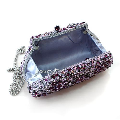 MALO2376 - Imitation Rhodium White Metal Clutch with Top Grade Crystal  in Multi Color