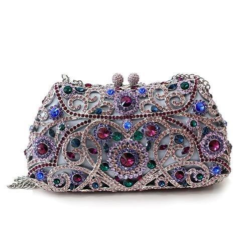 MALO2379 - Imitation Rhodium White Metal Clutch with Top Grade Crystal  in Multi Color