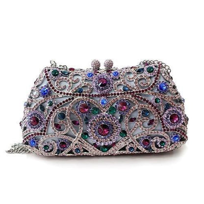 MALO2379 - Imitation Rhodium White Metal Clutch with Top Grade Crystal  in Multi Color