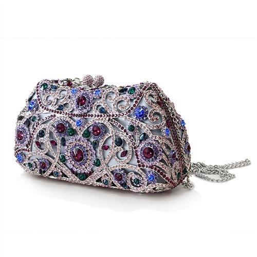MALO2379 - Imitation Rhodium White Metal Clutch with Top Grade Crystal  in Multi Color