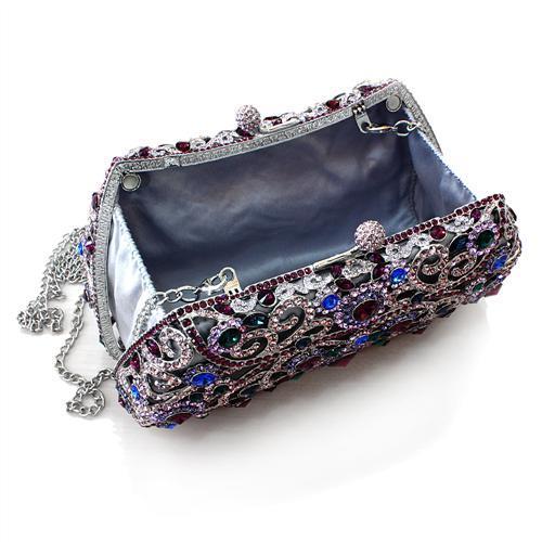 MALO2379 - Imitation Rhodium White Metal Clutch with Top Grade Crystal  in Multi Color