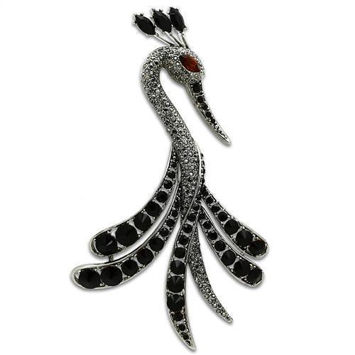 MALO2393 - Imitation Rhodium White Metal Brooches with Top Grade Crystal  in Multi Color
