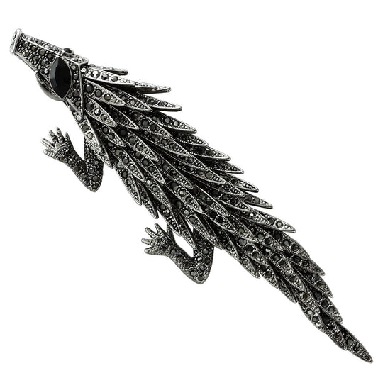 MALO2394 - Imitation Rhodium White Metal Brooches with Top Grade Crystal  in Jet