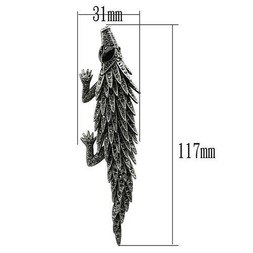 MALO2394 - Imitation Rhodium White Metal Brooches with Top Grade Crystal  in Jet