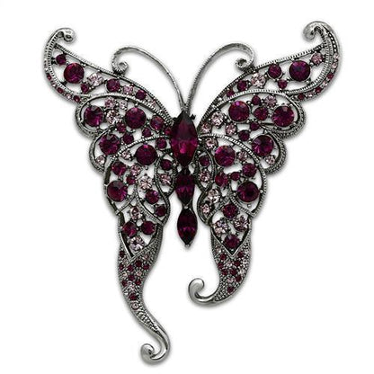 MALO2396 - Imitation Rhodium White Metal Brooches with Top Grade Crystal  in Multi Color