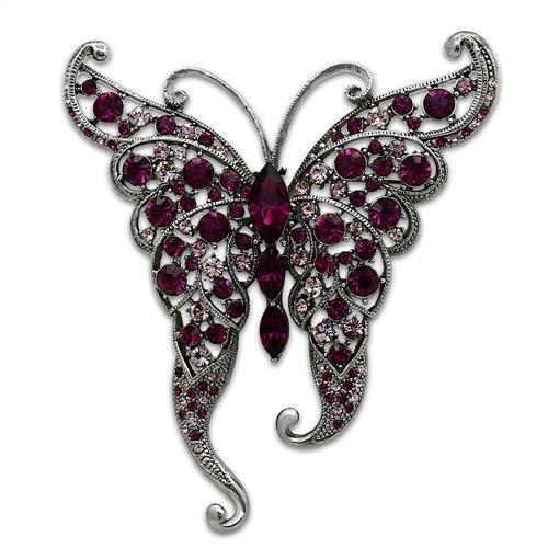 MALO2396 - Imitation Rhodium White Metal Brooches with Top Grade Crystal  in Multi Color