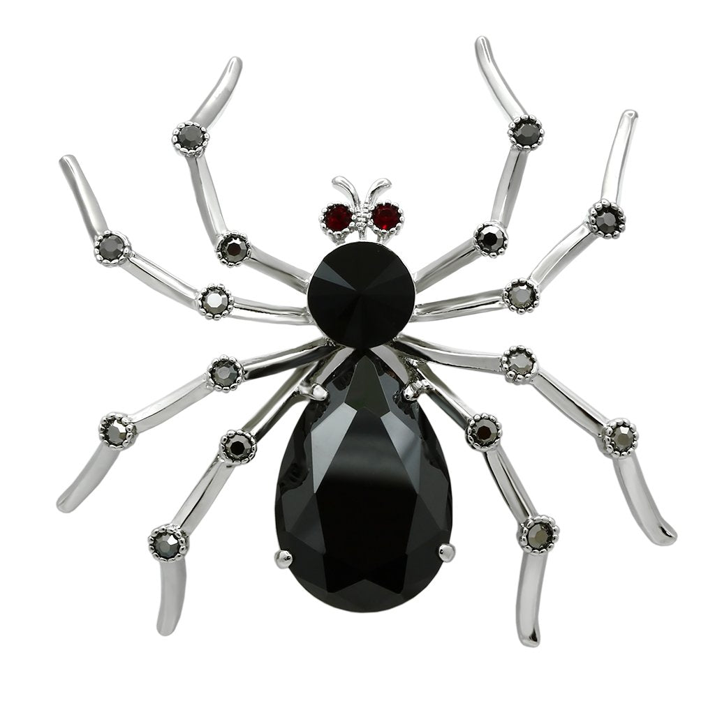 MALO2397 - Imitation Rhodium White Metal Brooches with AAA Grade CZ  in Jet