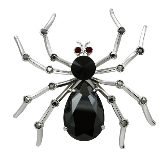 MALO2397 - Imitation Rhodium White Metal Brooches with AAA Grade CZ  in Jet