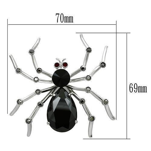 MALO2397 - Imitation Rhodium White Metal Brooches with AAA Grade CZ  in Jet