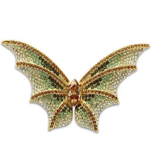 MALO2400 - Gold White Metal Brooches with Top Grade Crystal  in Multi Color