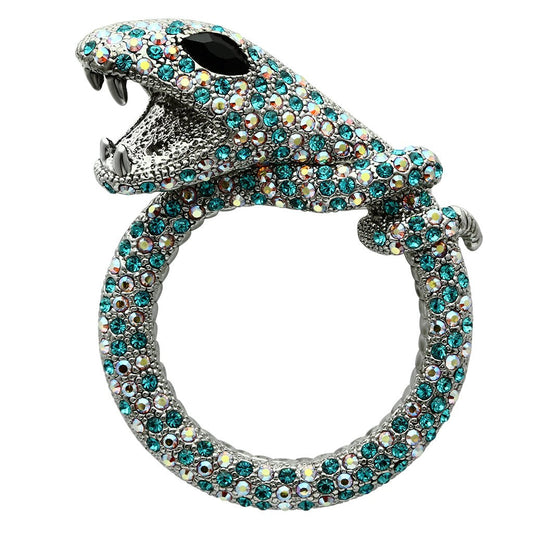 MALO2401 - Imitation Rhodium White Metal Brooches with Top Grade Crystal  in Multi Color