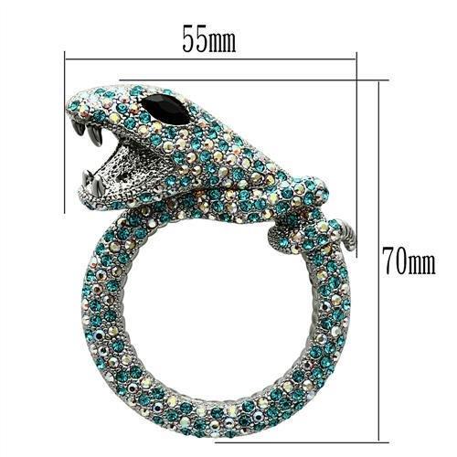 MALO2401 - Imitation Rhodium White Metal Brooches with Top Grade Crystal  in Multi Color