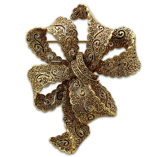 MALO2403 - Gold White Metal Brooches with Top Grade Crystal  in Citrine Yellow