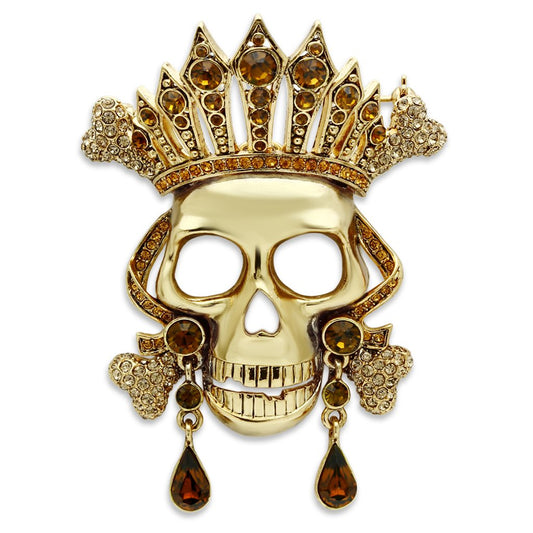 MALO2407 - Gold White Metal Brooches with Top Grade Crystal  in Multi Color