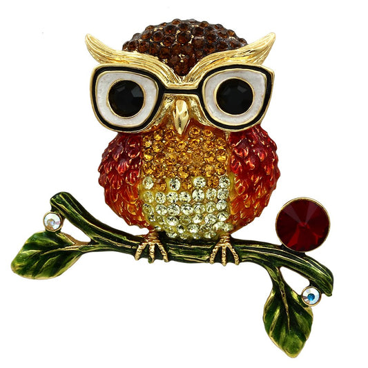 MALO2408 - Gold White Metal Brooches with Top Grade Crystal  in Multi Color