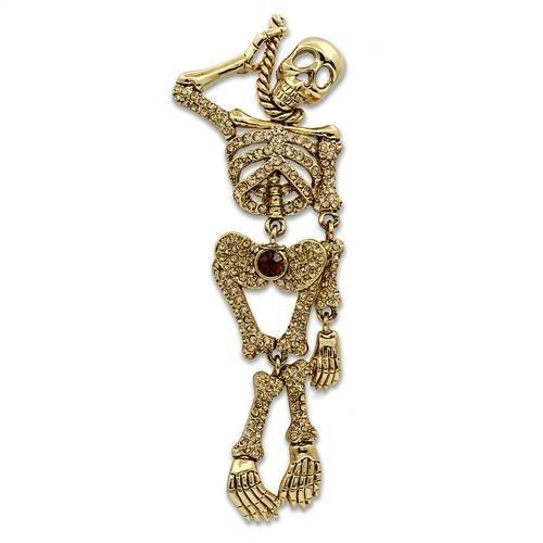 MALO2409 - Gold White Metal Brooches with Top Grade Crystal  in Multi Color