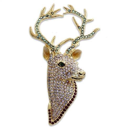 MALO2410 - Gold White Metal Brooches with Top Grade Crystal  in Multi Color