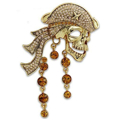 MALO2415 - Gold White Metal Brooches with Top Grade Crystal  in Multi Color