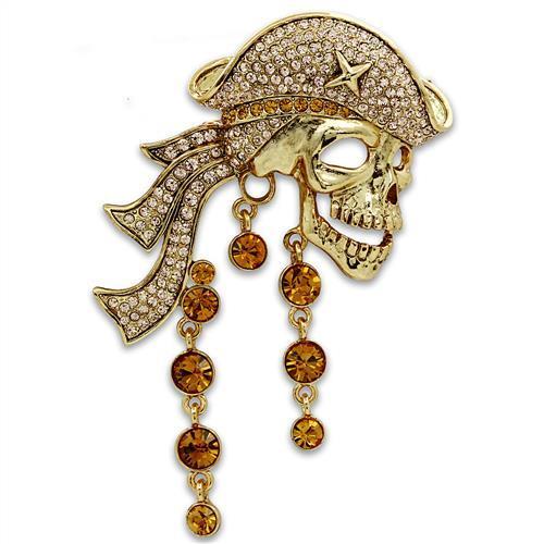 MALO2415 - Gold White Metal Brooches with Top Grade Crystal  in Multi Color