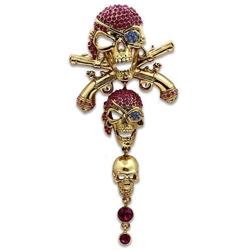 MALO2416 - Gold White Metal Brooches with Top Grade Crystal  in Multi Color