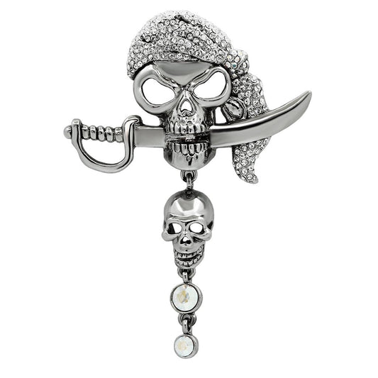 MALO2417 - Imitation Rhodium White Metal Brooches with Top Grade Crystal  in Aurora Borealis (Rainbow Effect)