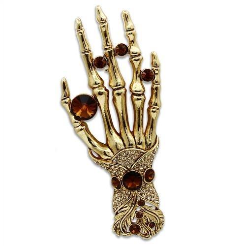 MALO2418 - Gold White Metal Brooches with Top Grade Crystal  in Multi Color